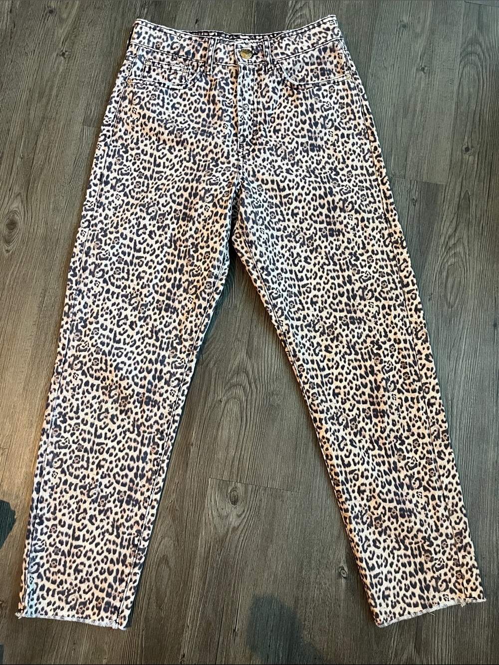 RIVER ISLAND Leopard Print Straight Leg Jeans